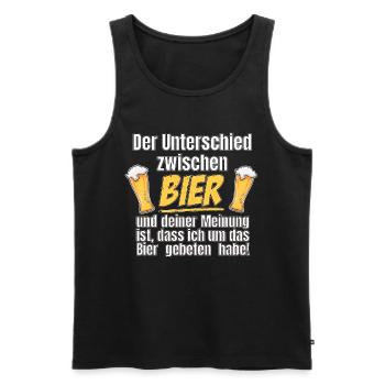 Der Unterschied zwischen Bier und deiner Meinung - Männer Premium Bio Tank Top - Schwarz - Vorne - Michal (187cm)