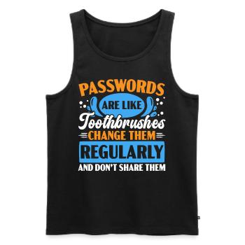 Passwords are like toothbrushes dentists' teeth - Men's Premium Organic Tank Top - black - Front - AI Model Male 178 light (178cm)