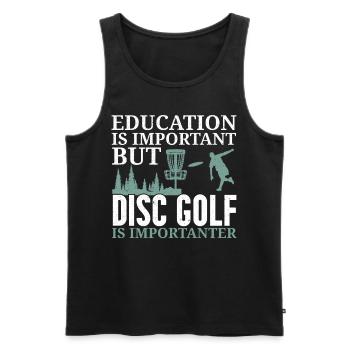 Bildung ist wichtig, aber Disc Golf ist noch wicht - Männer Premium Bio Tank Top - Schwarz - Vorne - Michal (187cm)