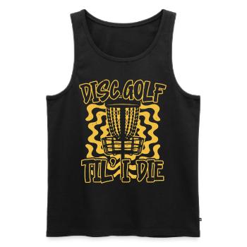 Disc golf jusqu’à ce que je meure Frolf lanceur récréatif - Débardeur bio Premium Homme - noir - Devant - AI Model Male 178 light (178cm)
