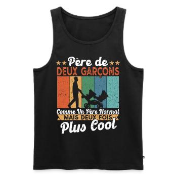 Père De Deux Garcons Papa Fête Des Pères - Débardeur bio Premium Homme - noir - Devant - Michal (187cm)
