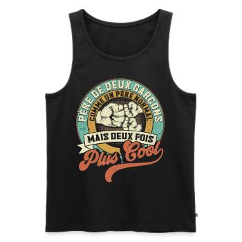 Père De Deux Garcons Papa Fête Des Pères - Débardeur bio Premium Homme - noir - Devant - Michal (187cm)