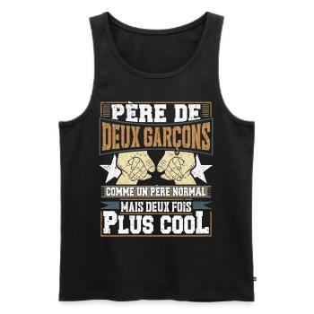 Père De Deux Garcons Papa Fête Des Pères - Débardeur bio Premium Homme - noir - Devant - Michal (187cm)