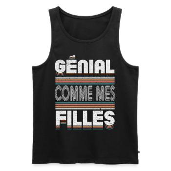 Génial Comme Mes Filles Parents Mère - Débardeur bio Premium Homme - noir - Devant - Michal (187cm)
