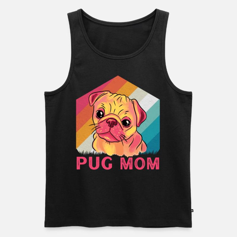 Pug Mom - Männer Premium Bio Tank Top - Schwarz
