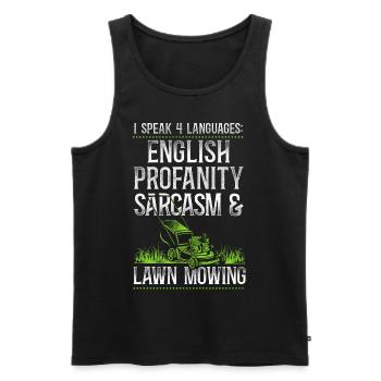 Lawn Mower Mowing Dad Father - Männer Premium Bio Tank Top - Schwarz - Vorne - Michal (187cm)