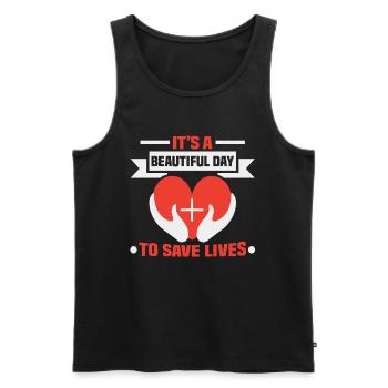a beautiful day to save lives Krankenschwester - Männer Premium Bio Tank Top - Schwarz - Vorne - Michal (187cm)