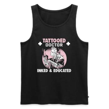 Doktor Medizin Tattooed Doctor Inked & Educated - Männer Premium Bio Tank Top - Schwarz - Vorne - Michal (187cm)