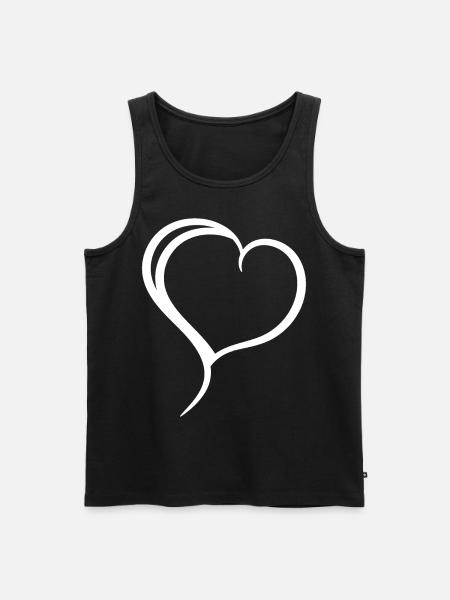 Plain White Heart - Men's Premium Organic Tank Top - black