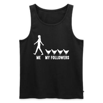 Moi et mes adeptes élever des poulets de poule - Débardeur bio Premium Homme - noir - Devant - AI Model Male 178 light (178cm)