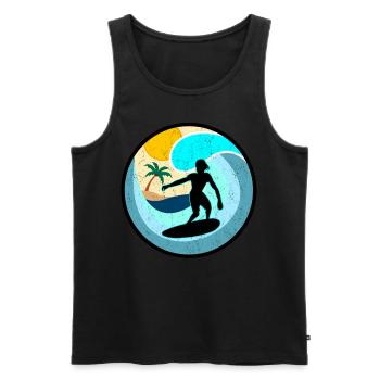Vintage Retro Surfer Skimboard Surf - Débardeur bio Premium Homme - noir - Devant - Michal (187cm)
