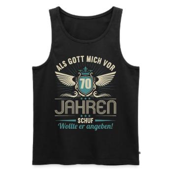 Als Gott mich vor 70 Jahren schuf wollte angeben - Männer Premium Bio Tank Top - Schwarz - Vorne - Michal (187cm)