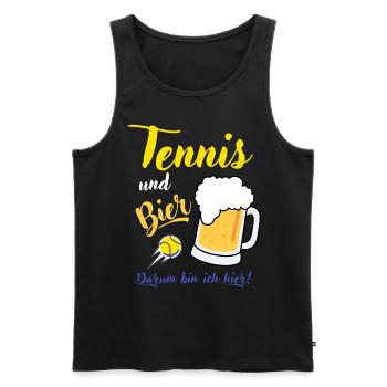 Tennis und Bier Spruch Geschenk Tennisspieler - Männer Premium Bio Tank Top - Schwarz - Vorne - Michal (187cm)