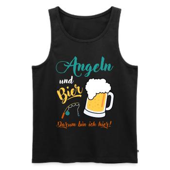 Angeln und Bier darum bin ich hier Angler Geschenk - Männer Premium Bio Tank Top - Schwarz - Vorne - Michal (187cm)