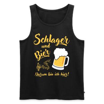 Schlager und Bier darum bin ich hier Malle Spruch - Männer Premium Bio Tank Top - Schwarz - Vorne - Michal (187cm)