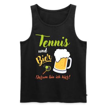 Tennis und Bier Spruch Geschenk Tennisspieler - Männer Premium Bio Tank Top - Schwarz - Vorne - Michal (187cm)