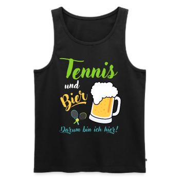 Tennis und Bier Tennistrainer Spruch Geschenk - Männer Premium Bio Tank Top - Schwarz - Vorne - Michal (187cm)