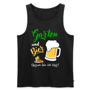 Garten und Bier darum bin ich hier Gärtner Spruch - Männer Premium Bio Tank Top - Schwarz - Vorne - AI Model Male 178 light (178cm)
