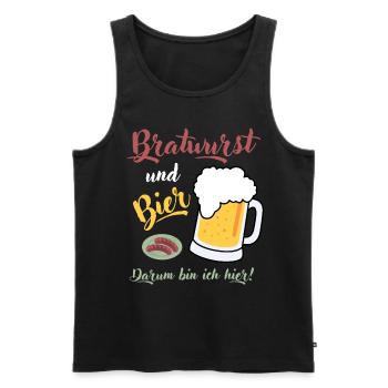 Bratwurst Bier Spruch Grillmeister Bierzelt Wurst - Männer Premium Bio Tank Top - Schwarz - Vorne - Michal (187cm)