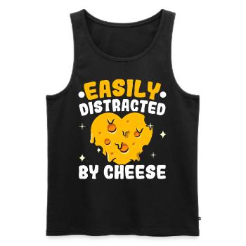Easily distracted by cheese cheese lovers - Men's Premium Organic Tank Top - black - Front - Michal (187cm)