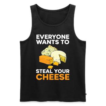 Tout le monde veut voler votre fromage Cheesy Lover - Débardeur bio Premium Homme - noir - Devant - AI Model Male 178 light (178cm)