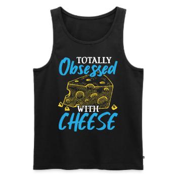 Complètement obsédé par le fromage Cheesy Cheese Lover - Débardeur bio Premium Homme - noir - Devant - AI Model Male 178 light (178cm)