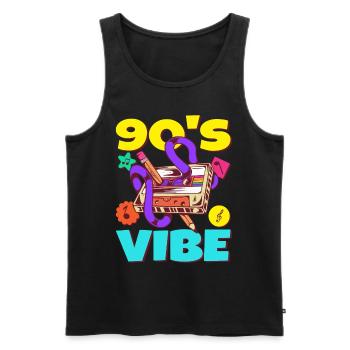 90s Outfit Party Motto Cassette 90's Vibe - Men's Premium Organic Tank Top - black - Front - AI Model Male 178 light (178cm)