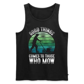 Lawn Mower Mowing Dad Father - Männer Premium Bio Tank Top - Schwarz - Vorne - Michal (187cm)