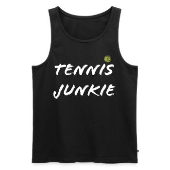 Tennis Junkie Entraîneur de joueurs de tennis - Débardeur bio Premium Homme - noir - Devant - Michal (187cm)