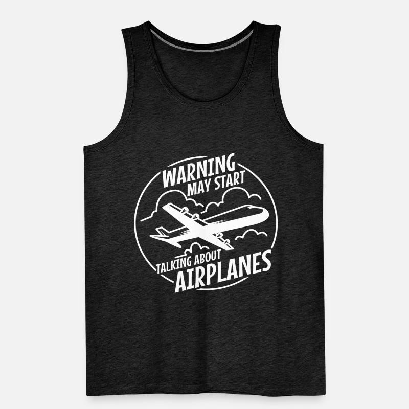 Warning may start talking about airplanes Männer Premium Bio Tank Top