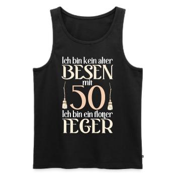 Alter Besen Flotter Feger 50 Jahre 50. Geburtstag - Männer Premium Bio Tank Top - Schwarz - Vorne - AI Model Male 178 light (178cm)