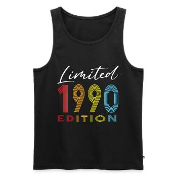 Édition limitée 1990 - Débardeur bio Premium Homme - noir - Devant - AI Model Male 178 light (178cm)