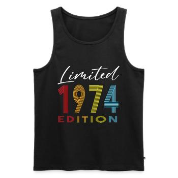 Édition limitée 1974 - Débardeur bio Premium Homme - noir - Devant - AI Model Male 178 light (178cm)
