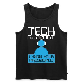 Tech Supports Know Passwords - Men's Premium Organic Tank Top - black - Front - AI Model Male 178 light (178cm)