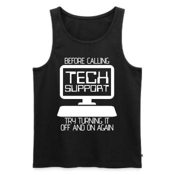 Turn On And Off Again Tech Support - Men's Premium Organic Tank Top - black - Front - AI Model Male 178 light (178cm)