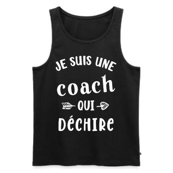 Je suis une coach qui déchire - Débardeur bio Premium Homme - noir - Devant - Michal (187cm)