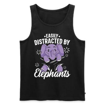 Leicht ablenkbar durch Elefanten Wildlife Animal - Männer Premium Bio Tank Top - Schwarz - Vorne - Michal (187cm)