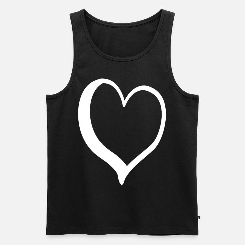 Weisses Edles Herz - Männer Premium Bio Tank Top - Schwarz