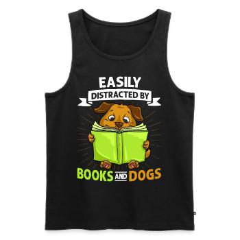Buch Hund Lesender Bücherwurm Bibliothekar Leser - Männer Premium Bio Tank Top - Schwarz - Vorne - AI Model Male 178 light (178cm)