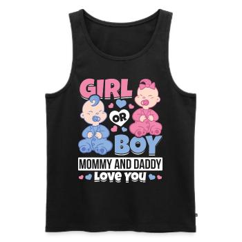 Fille ou garçon maman et papa t'aiment bébé - Débardeur bio Premium Homme - noir - Devant - AI Model Male 178 light (178cm)