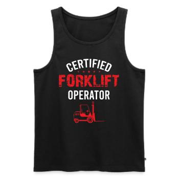 Opérateur de chariot élévateur certifié - Conducteur de chariot élévateur - Débardeur bio Premium Homme - noir - Devant - Michal (187cm)