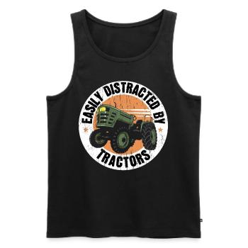 Facilement distrait par les tracteurs Farm Landwir - Débardeur bio Premium Homme - noir - Devant - Michal (187cm)