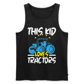 Cet enfant adore les tracteurs Farm La - Débardeur bio Premium Homme - noir - Devant - Michal (187cm)