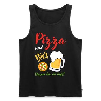Pizza Bier Spruch Geschenk Bierliebhaber Pizzen - Männer Premium Bio Tank Top - Schwarz - Vorne - AI Model Male 178 light (178cm)