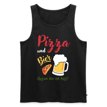 Pizza Bier Spruch Geschenk Bierliebhaber Vatertag - Männer Premium Bio Tank Top - Schwarz - Vorne - Michal (187cm)