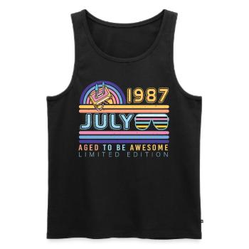 Baujahr 1987 Im Juli - Männer Premium Bio Tank Top - Schwarz - Vorne - Michal (187cm)