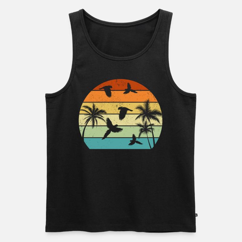 Nymphensittich Vogel Retro Papageien - Männer Premium Bio Tank Top - Schwarz