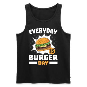 Chaque jour est le jour du hamburger Hamburger Eater Food Food - Débardeur bio Premium Homme - noir - Devant - AI Model Male 178 light (178cm)