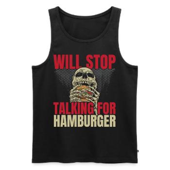 Arrêtera de parler pour Hamburger Burger Eater - Débardeur bio Premium Homme - noir - Devant - AI Model Male 178 light (178cm)