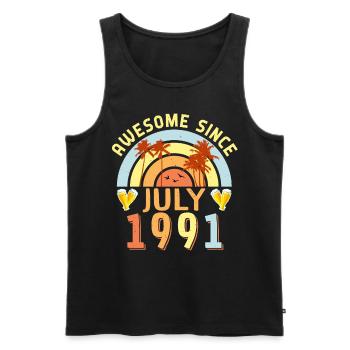 July 1991 Gift idea - Men's Premium Organic Tank Top - black - Front - AI Model Male 178 light (178cm)